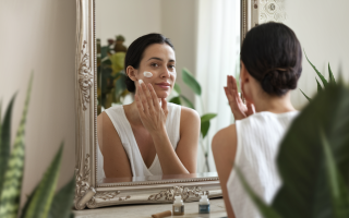 femme-miroir-creme-plantes-serenite