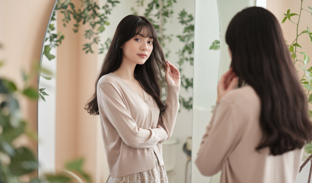 femme-miroir-cheveux-plantes