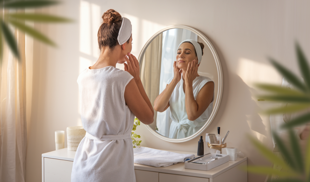 femme-retour-miroir-coiffeuse-plantes