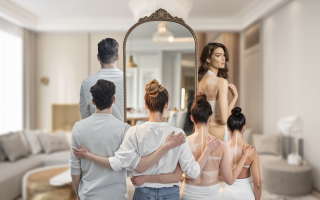 collage-personnes-miroir-salon-moderne