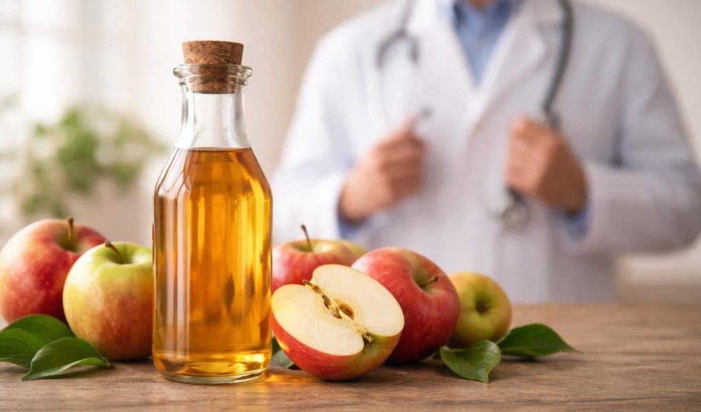 bouteille-vinaigre-pommes-medecin-flou