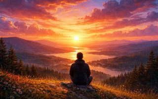 coucher-soleil-personne-colline-vue
