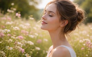 femme-heureuse-champ-fleurs-serenite-nature