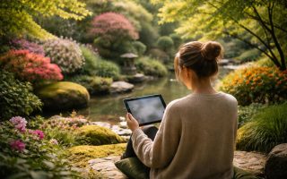 personne-jardin-zen-tablette-verdure